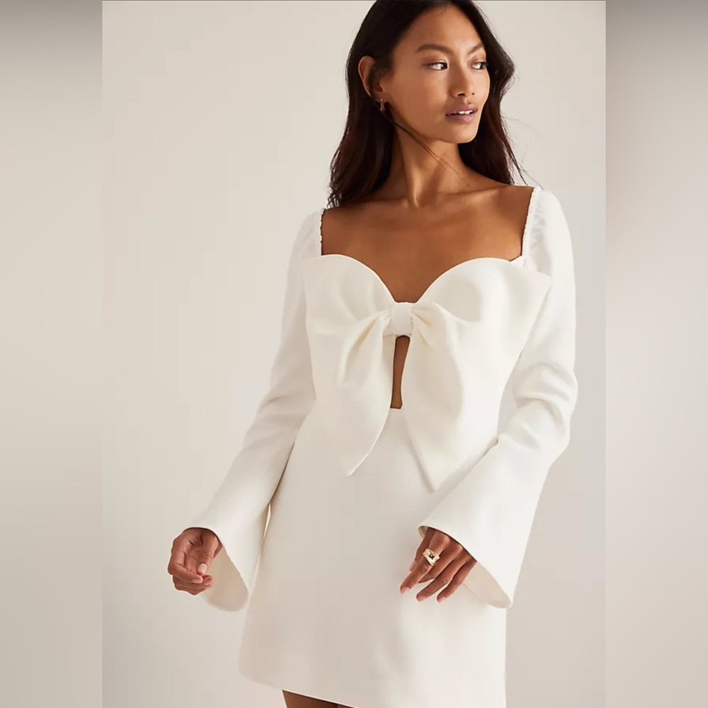 Bardot White Mini Dress with Bow